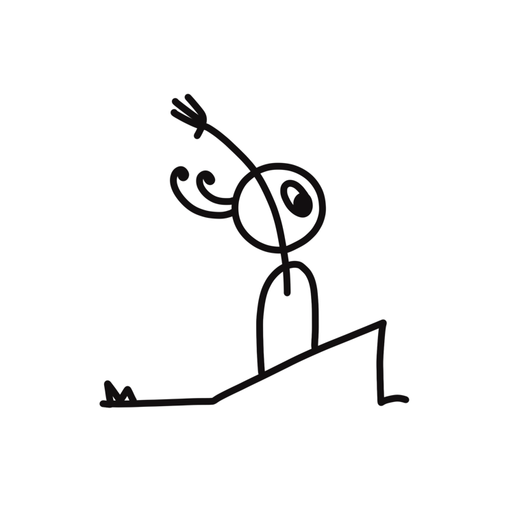 Illustration of Low Lunge (Anjaneyasana) transitioning to the floor in a vinyasa cooldown