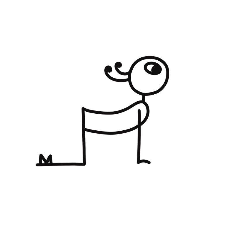 Illustration of Cow Pose (Bitilasana), part of this yoga sequence