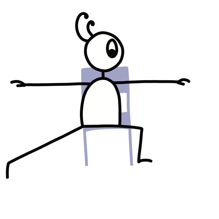 Illustration of Warrior 2 (Chair Pose), part of this yoga sequence