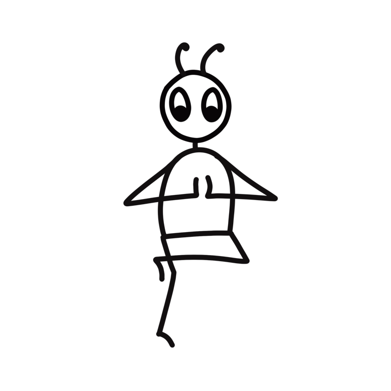 Illustration of Standing Figure Four (Eka Pada Utkatasana), part of this yoga sequence
