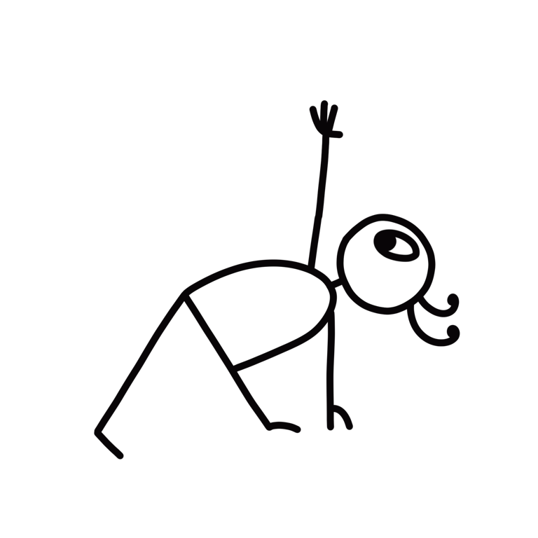 Illustration of Extended Triangle Pose (Utthita Trikonasana) in a vinyasa yoga sequence